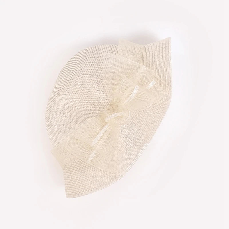 FADVES Women's Elegant Bowknot Wedding/Ladies Day Sun Hats/Church Hats/Straw Hats