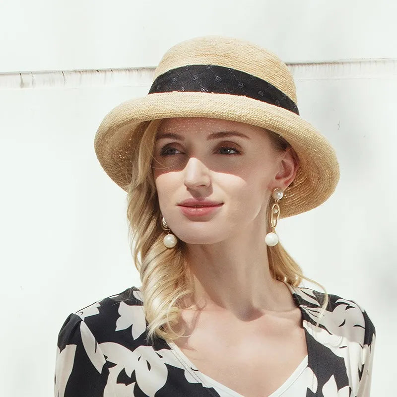 EE 7043 Summer New Hat Women's Versatile Sunshade Mesh Korean Edition Travel Trend Straw Hat