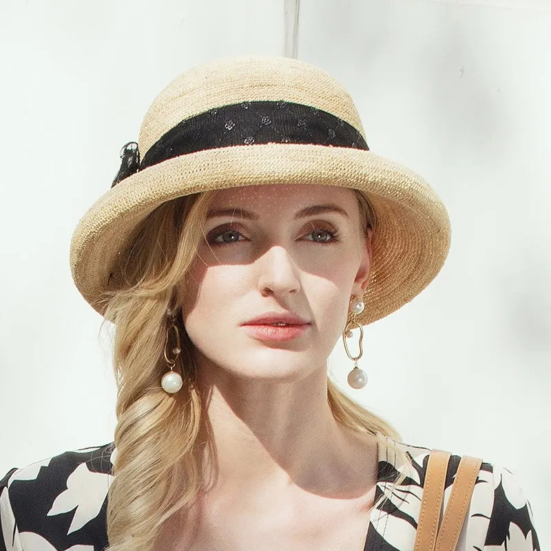 EE 7043 Summer New Hat Women's Versatile Sunshade Mesh Korean Edition Travel Trend Straw Hat