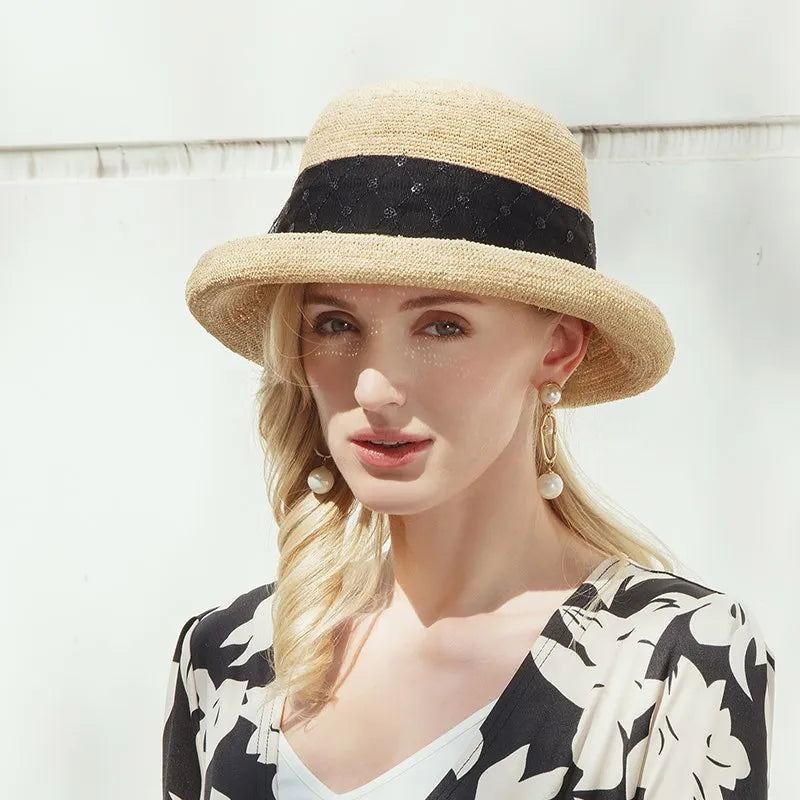EE 7043 Summer New Hat Women's Versatile Sunshade Mesh Korean Edition Travel Trend Straw Hat