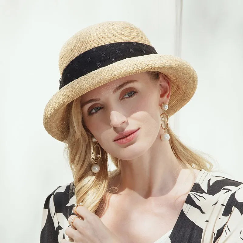 EE 7043 Summer New Hat Women's Versatile Sunshade Mesh Korean Edition Travel Trend Straw Hat