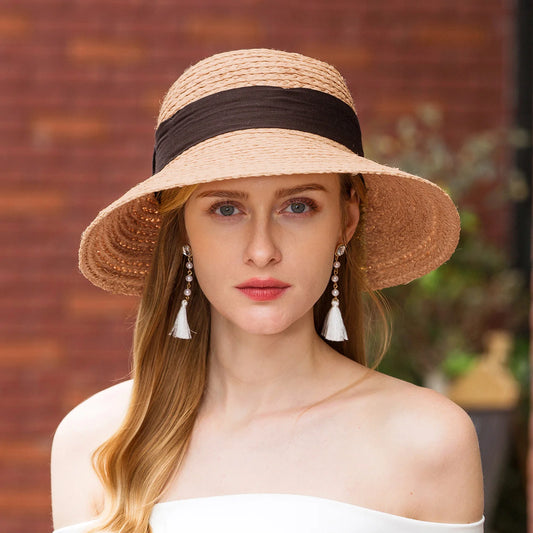EE 7058 Summer/Stylish/Daily Wear/ribbon/Classical Feminine Style/Sun Protection/Sunshade Beach Hat/Sunbonnet/Straw Hat