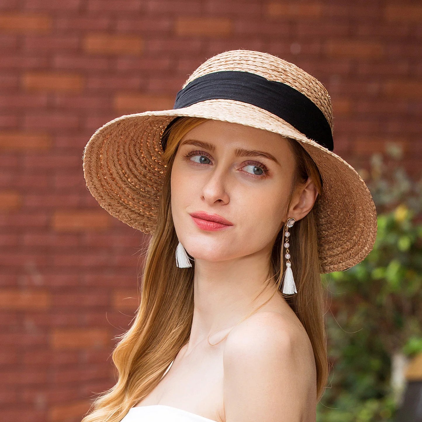 EE 7058 Summer/Stylish/Daily Wear/ribbon/Classical Feminine Style/Sun Protection/Sunshade Beach Hat/Sunbonnet/Straw Hat