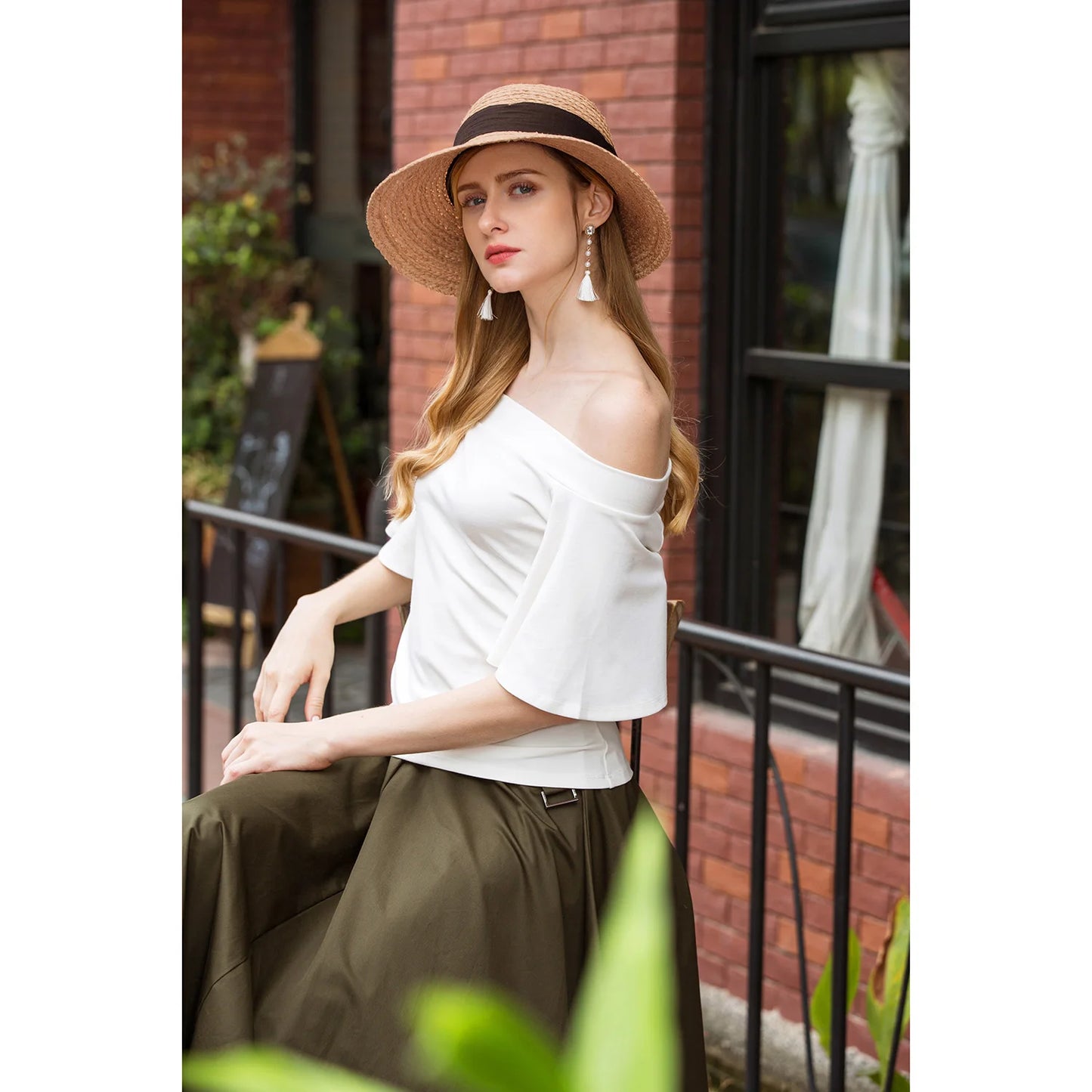 EE 7058 Summer/Stylish/Daily Wear/ribbon/Classical Feminine Style/Sun Protection/Sunshade Beach Hat/Sunbonnet/Straw Hat