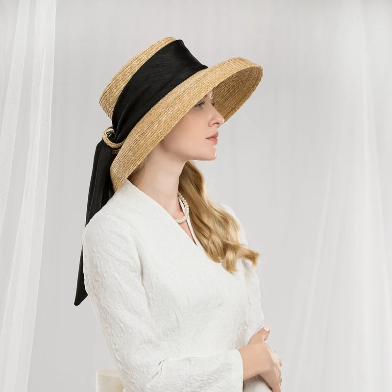 EE 7074 Summer  ribbon elegant sunshade hat sunscreen cap hat romance