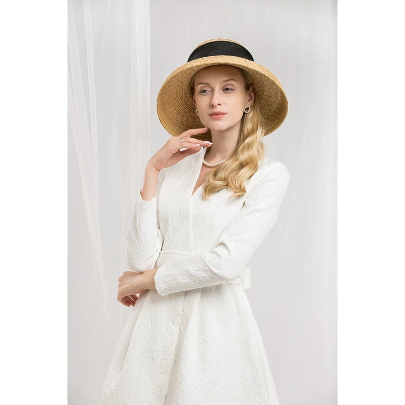 EE 7074 Summer  ribbon elegant sunshade hat sunscreen cap hat romance