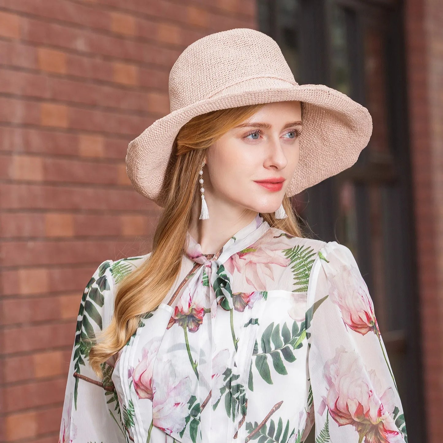 EE 7081 New Hat Women's Travel Vacation Straw Hat Sun Hat Women's Foldable Flower Hat