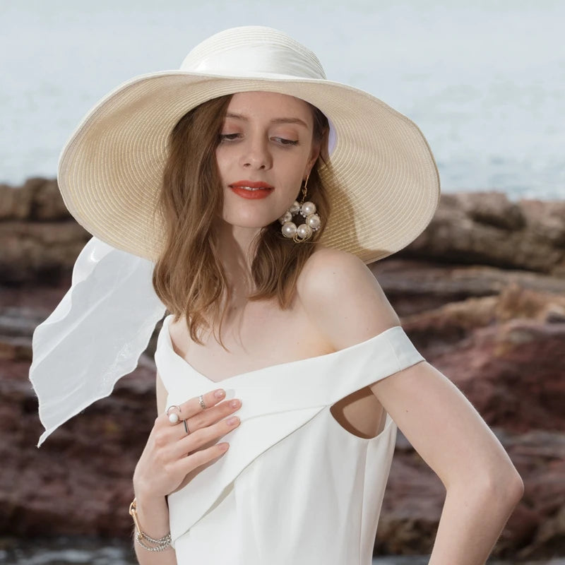 EE 7124 Summer/Delicate/Fascinator/Casual/Bowknot/Ribbon/Wide Brim/Leisure/Sun Protection/Sunshade Beach Hat/Sunbonnet/Straw Hat