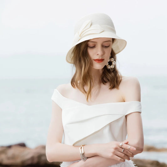 EE 7129【 Straw hat 】 Bow hat Summer outing, shopping, shading, leisure, versatile hat Children 