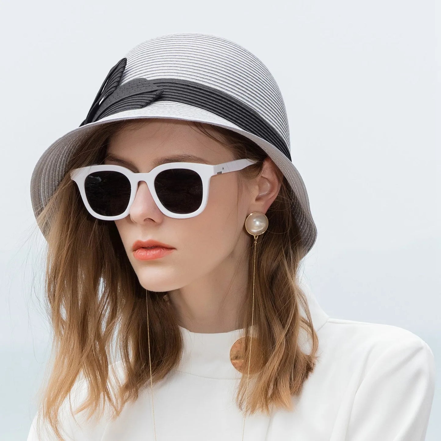 EE 7129【 Straw hat 】 Bow hat Summer outing, shopping, shading, leisure, versatile hat Children 