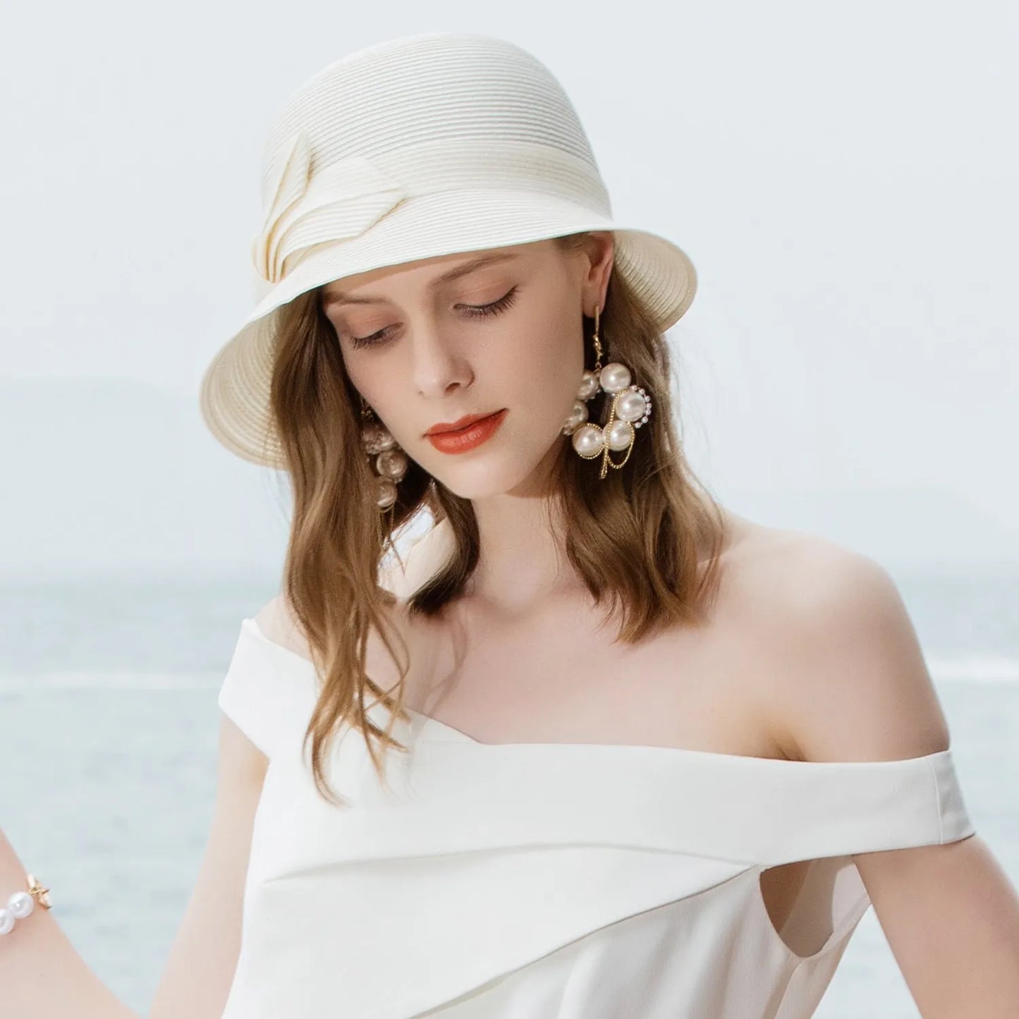 EE 7129【 Straw hat 】 Bow hat Summer outing, shopping, shading, leisure, versatile hat Children 