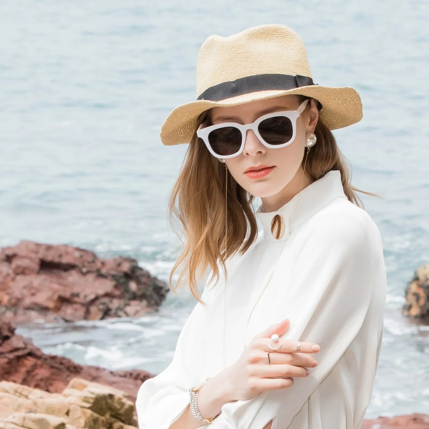 EE 7132 Summer New Journey Short brim Foldable Jazz Straw Hat Sunshade Hat Women's Summer