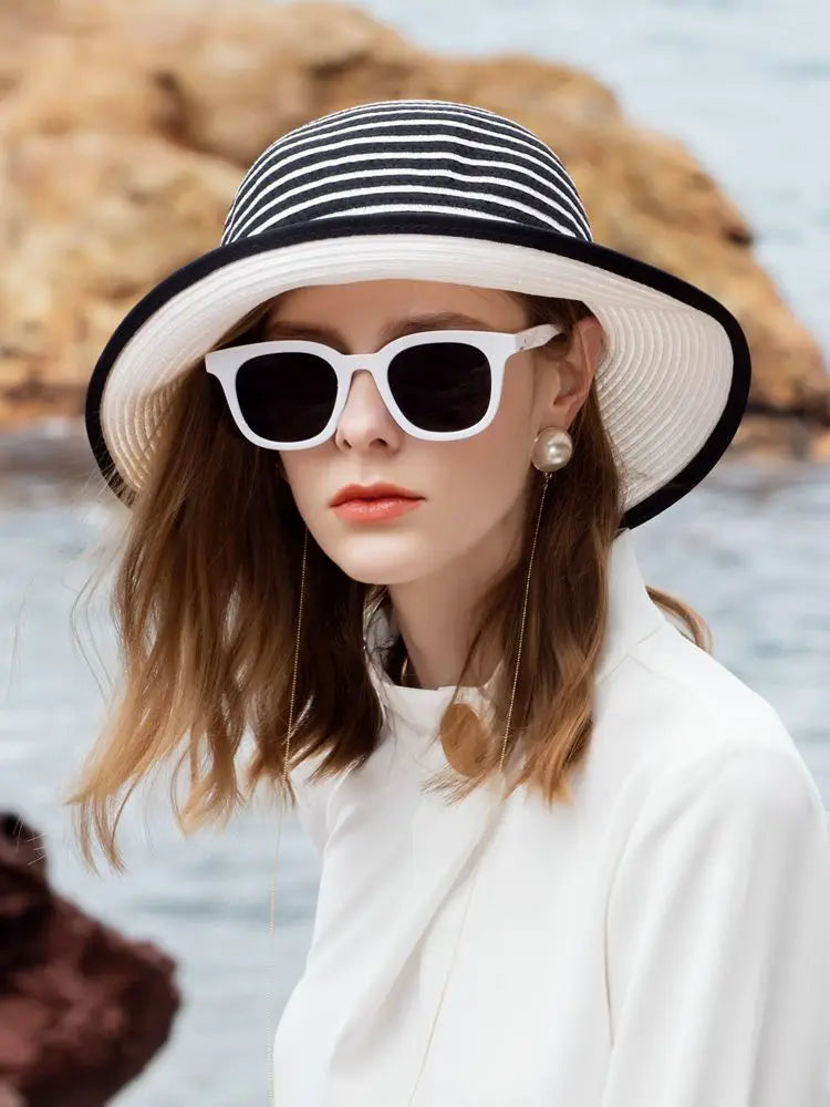 EE  7137 Spring and Summer  /Casual /Outdoor /Congratulations /Daily Wear /Wide Brim /stripe /Bowknot /Sunbonnet /Beach Hat