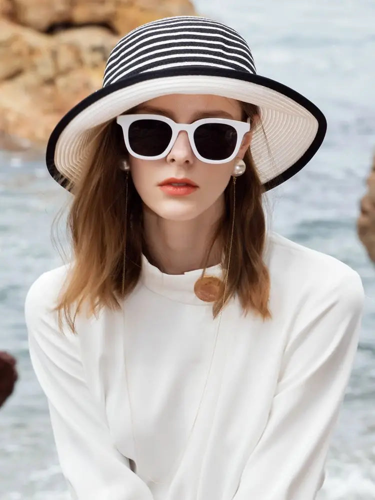EE  7137 Spring and Summer  /Casual /Outdoor /Congratulations /Daily Wear /Wide Brim /stripe /Bowknot /Sunbonnet /Beach Hat