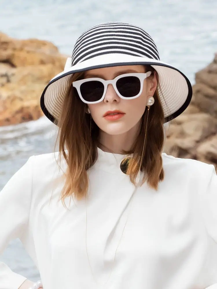 EE  7137 Spring and Summer  /Casual /Outdoor /Congratulations /Daily Wear /Wide Brim /stripe /Bowknot /Sunbonnet /Beach Hat