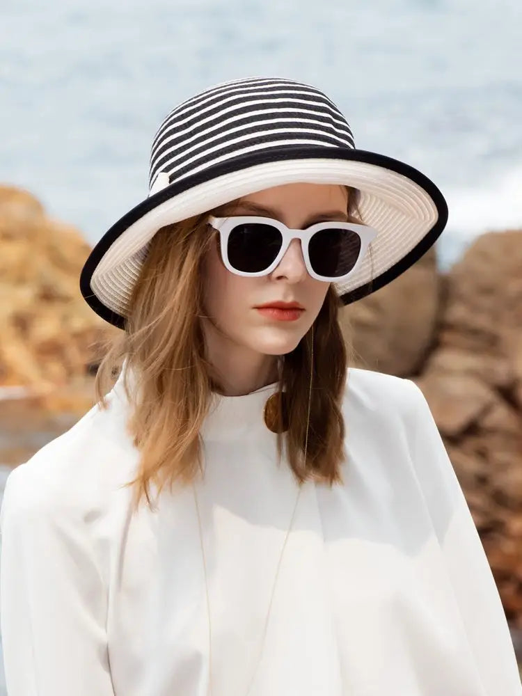 EE  7137 Spring and Summer  /Casual /Outdoor /Congratulations /Daily Wear /Wide Brim /stripe /Bowknot /Sunbonnet /Beach Hat