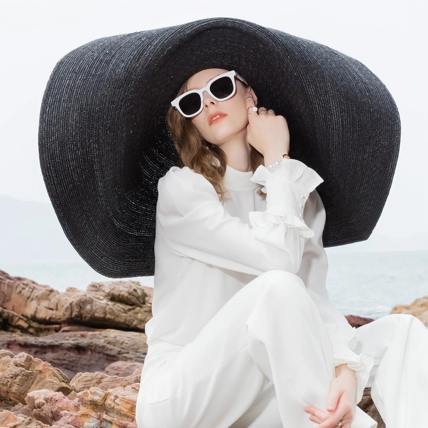 EE 7147 Summer New Versatile Elegant and Elegant Style Covering Sun Hat Women's Hat