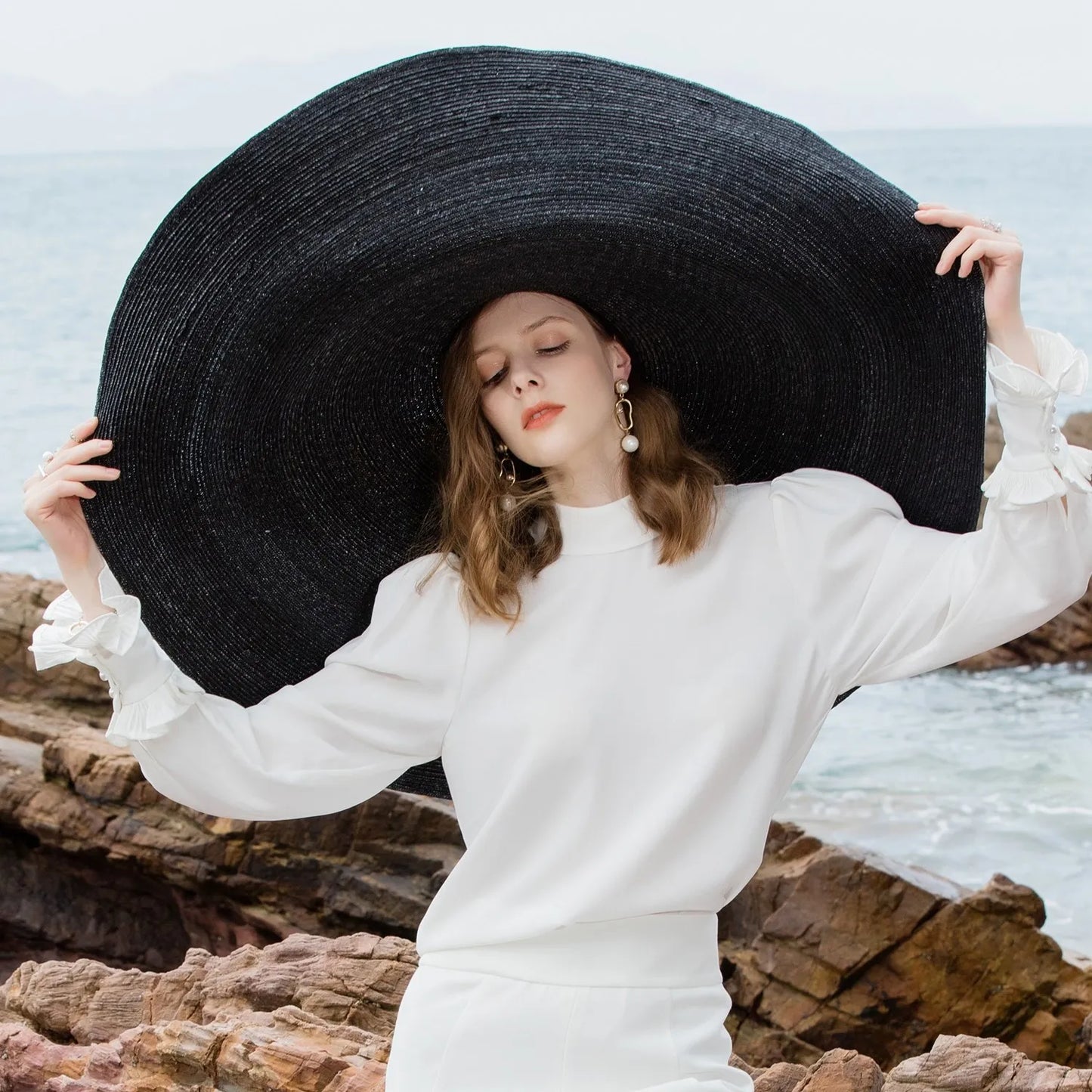 EE 7147 Summer New Versatile Elegant and Elegant Style Covering Sun Hat Women's Hat