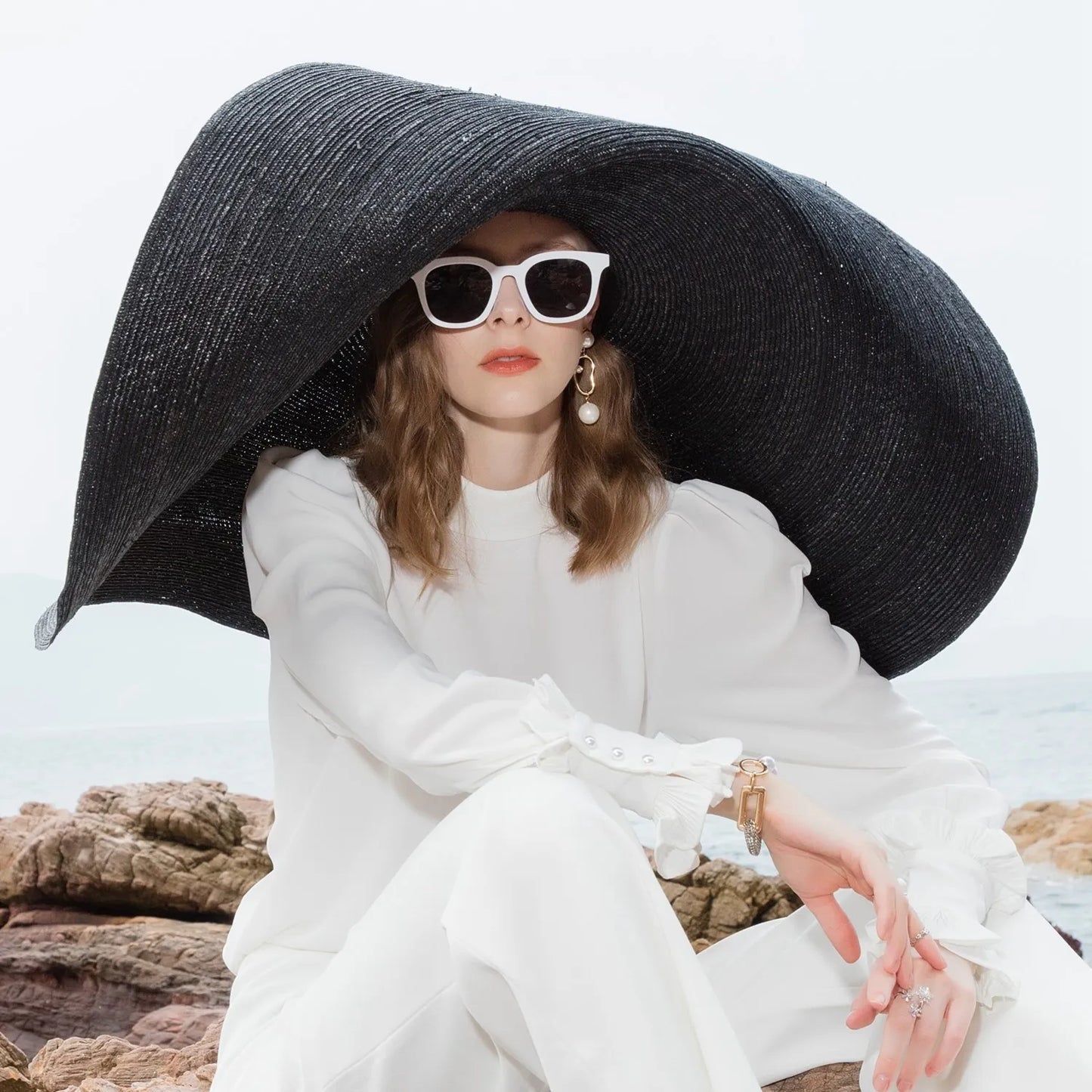 EE 7147 Summer New Versatile Elegant and Elegant Style Covering Sun Hat Women's Hat