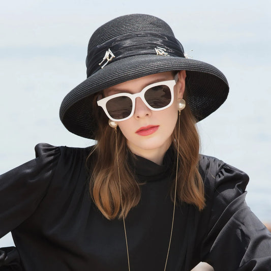 EE 7154 Summer New Elegant Versatile Beach Sunshade Straw Hat Hat Women's Summer