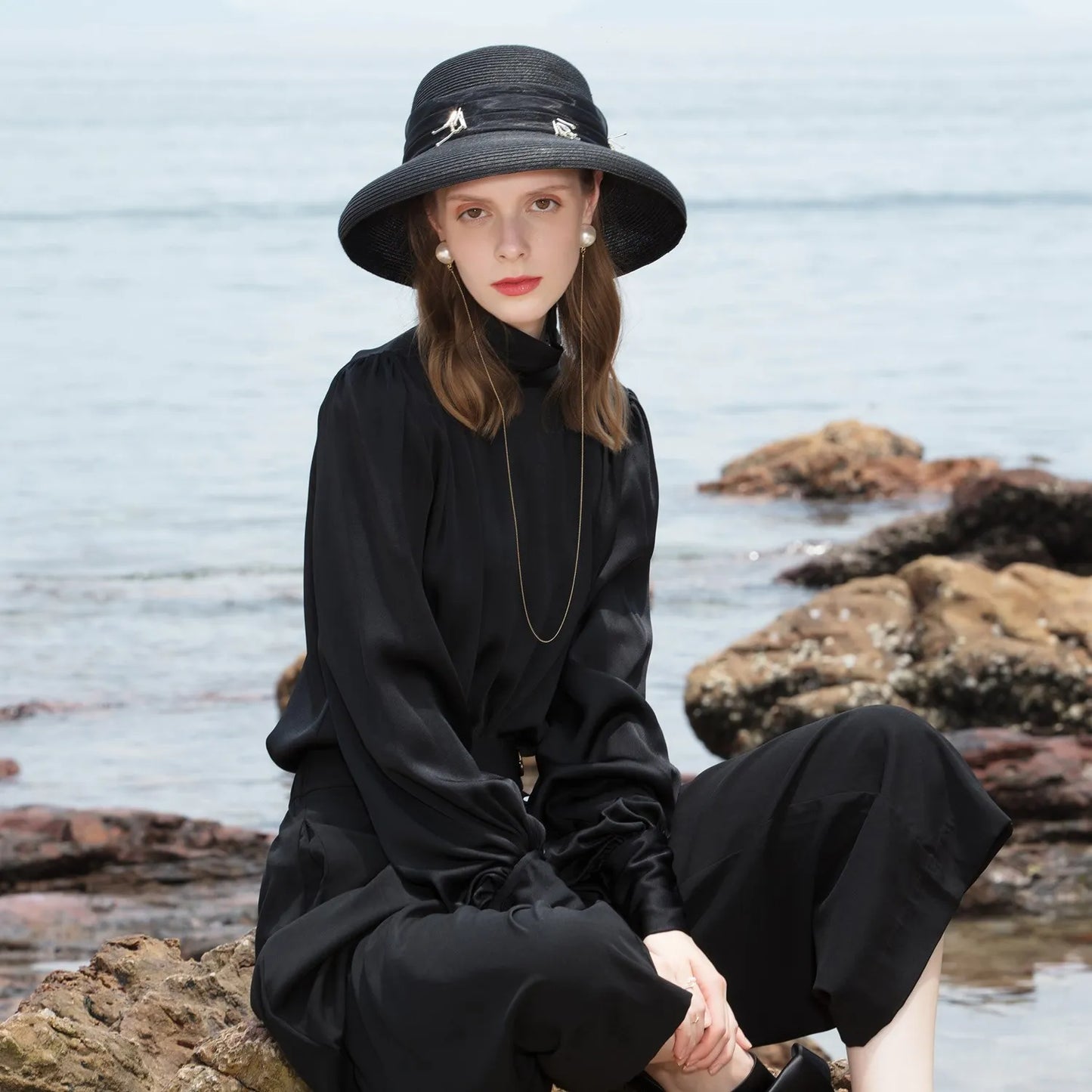EE 7154 Summer New Elegant Versatile Beach Sunshade Straw Hat Hat Women's Summer
