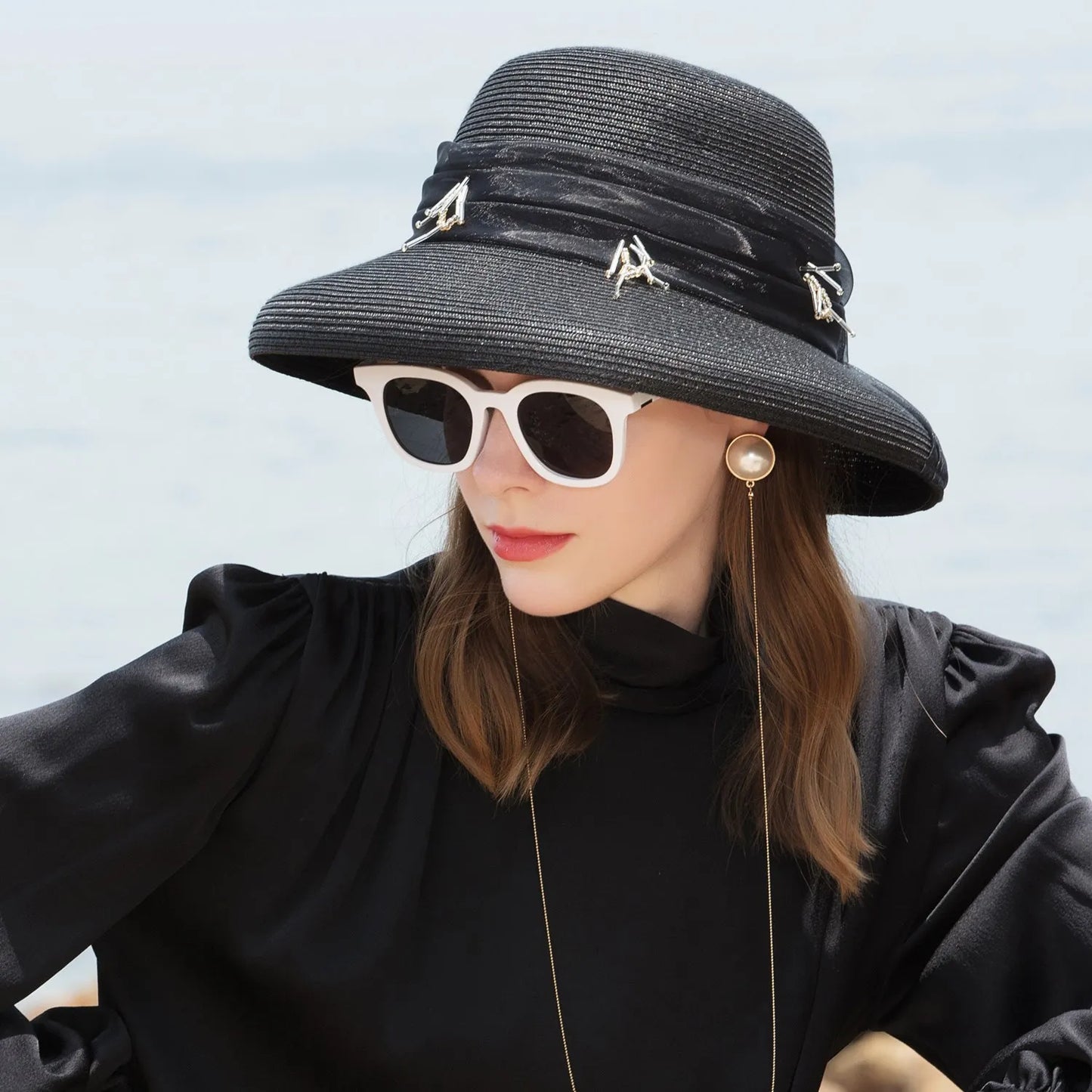 EE 7154 Summer New Elegant Versatile Beach Sunshade Straw Hat Hat Women's Summer