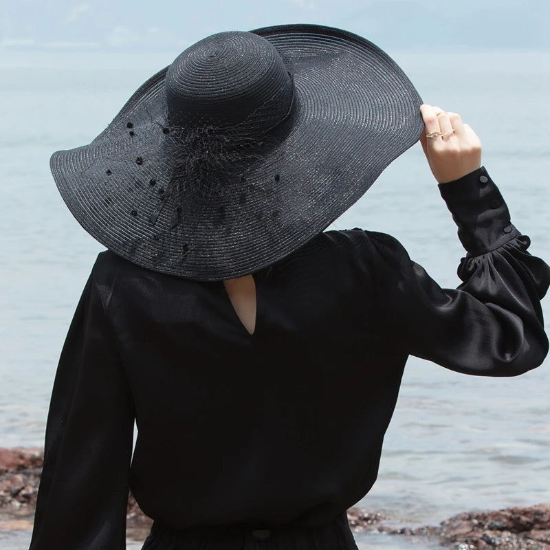 EE 7164 Summer/Classical/Casual/Birdcage Veil/Classical Feminine Style/Sun Protection/Sunshade Beach Hat/Sunbonnet/Straw Hat