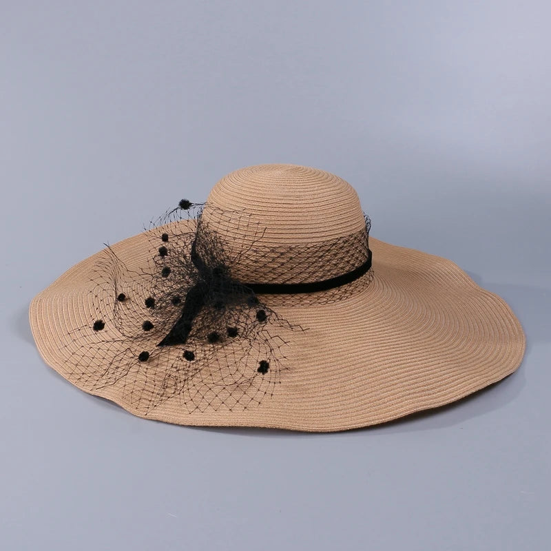 EE 7164 Summer/Classical/Casual/Birdcage Veil/Classical Feminine Style/Sun Protection/Sunshade Beach Hat/Sunbonnet/Straw Hat