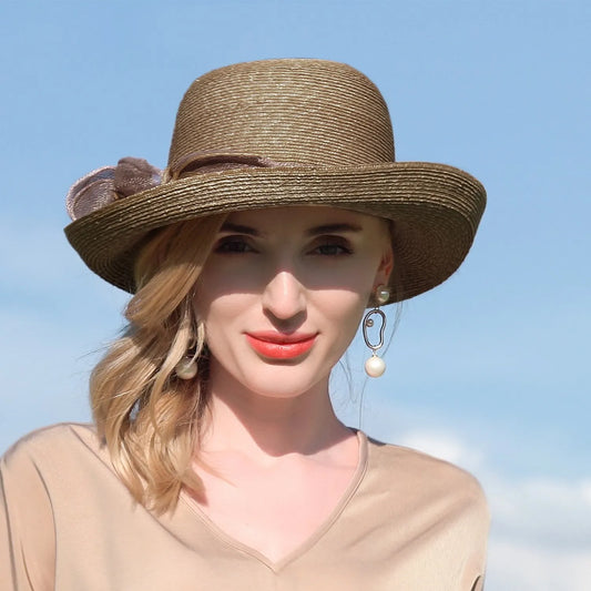 EE 7190 Summer New Fashion Versatile Sweet Sunscreen Sunshade Small Curled Straw Hat Hat Women's Summer