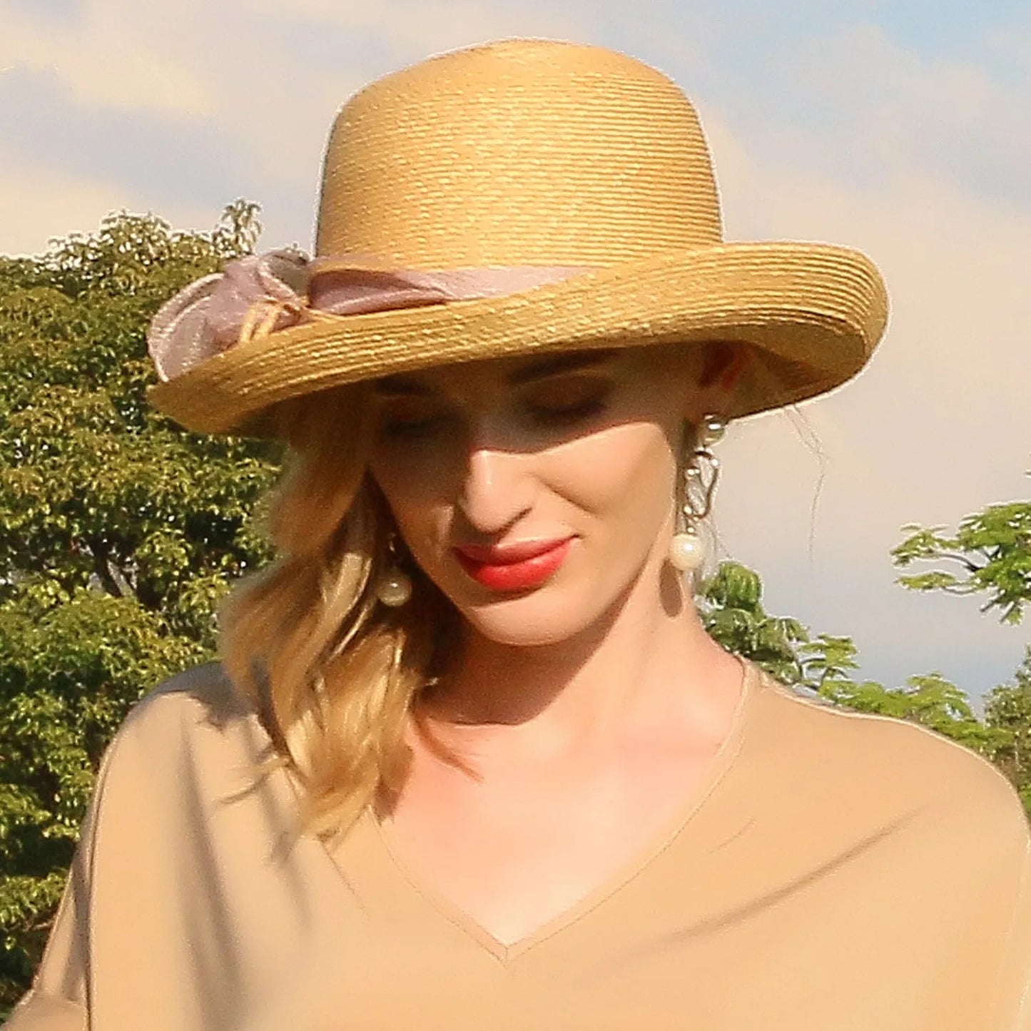 EE 7190 Summer New Fashion Versatile Sweet Sunscreen Sunshade Small Curled Straw Hat Hat Women's Summer