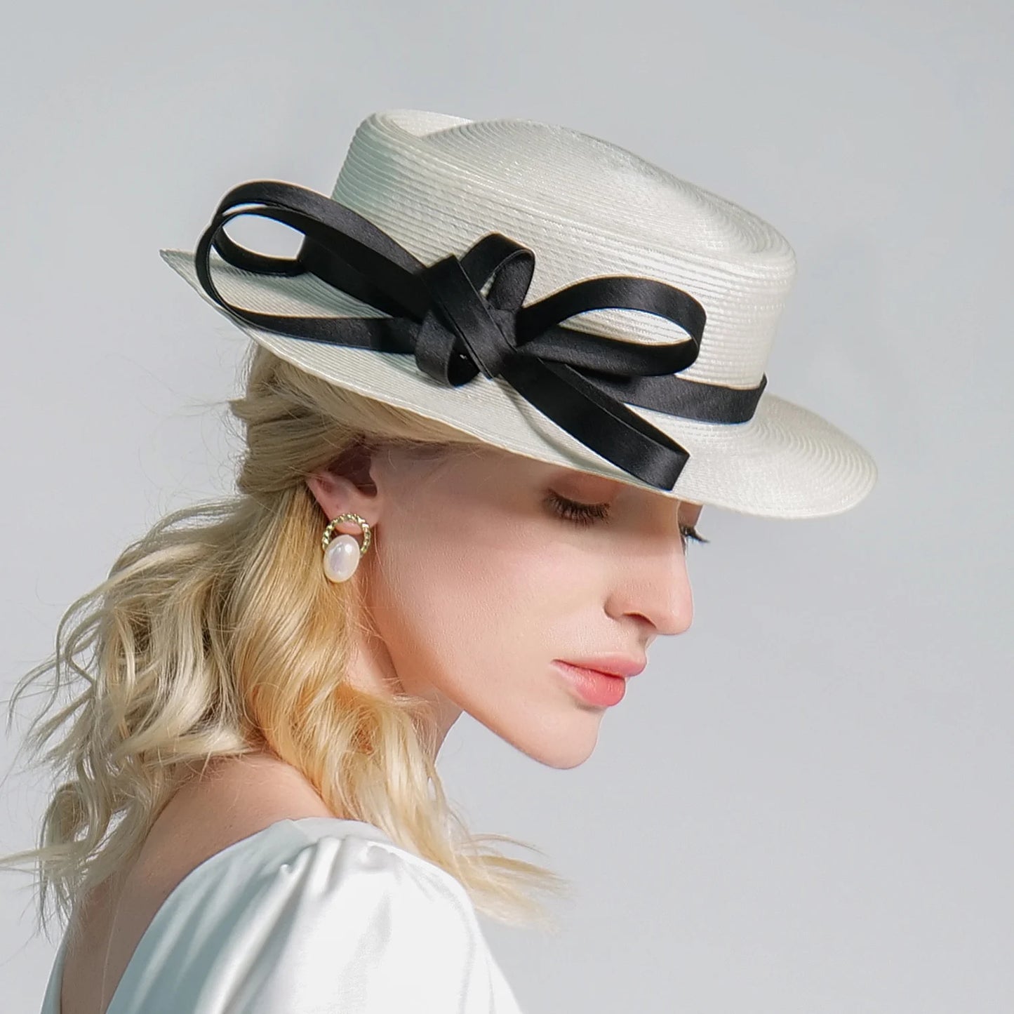 Women's Summer Polyester With Bowknot Kentucky Derby Church Hats/Panama Hats