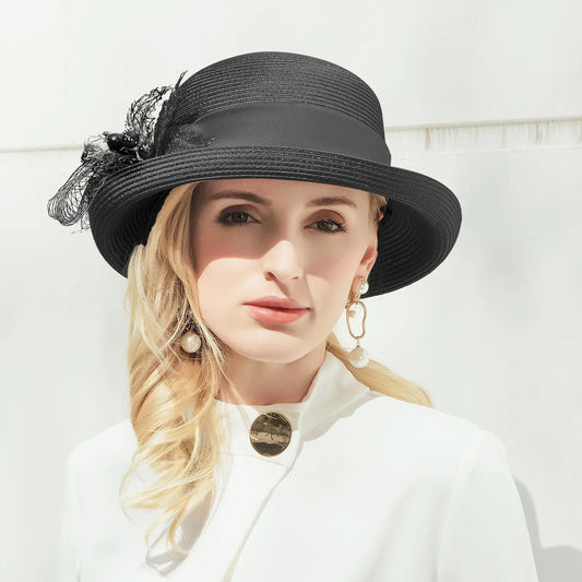 EE 7216 Spring/Summer Style, Versatile and Versatile, Curled Flowers, Sunshade, Straw Hat, Beach Travel Girl