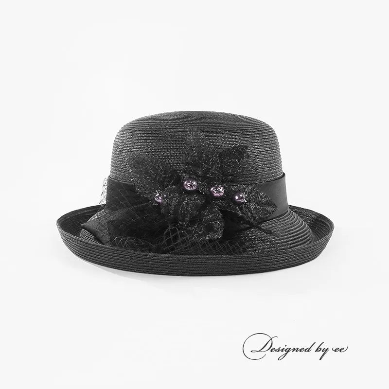 EE 7216 Spring/Summer Style, Versatile and Versatile, Curled Flowers, Sunshade, Straw Hat, Beach Travel Girl
