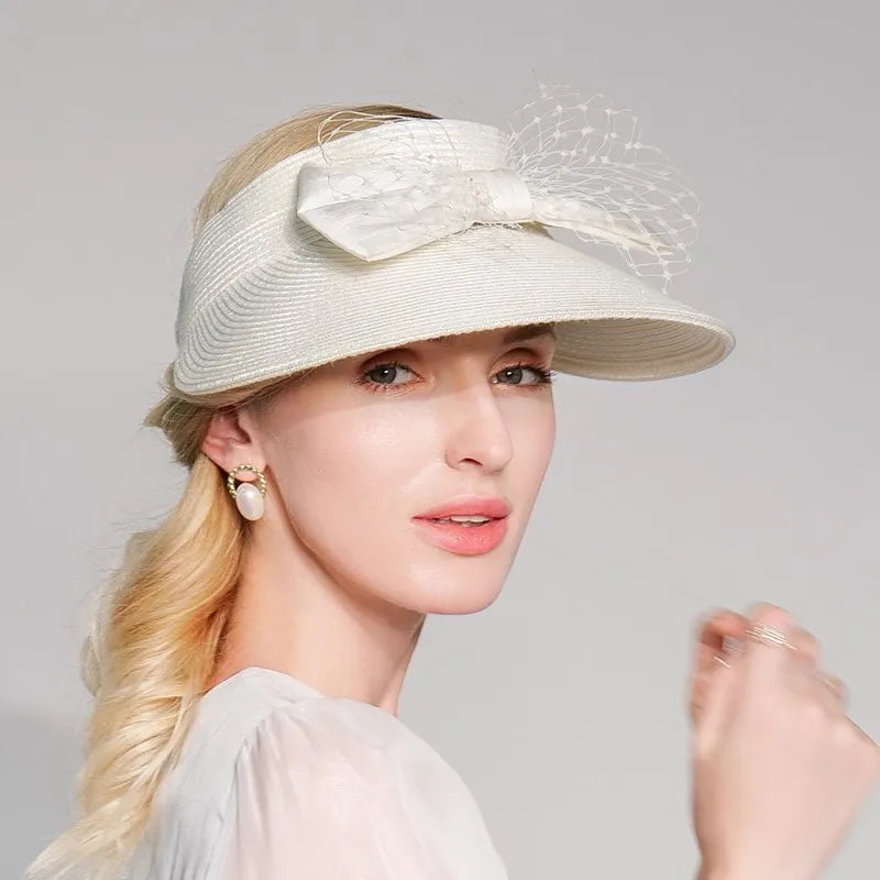 EE 7262 Summer New Leisure Simple Bow Mesh Sun Hat Hat Children's Summer Sunshade and Sunscreen