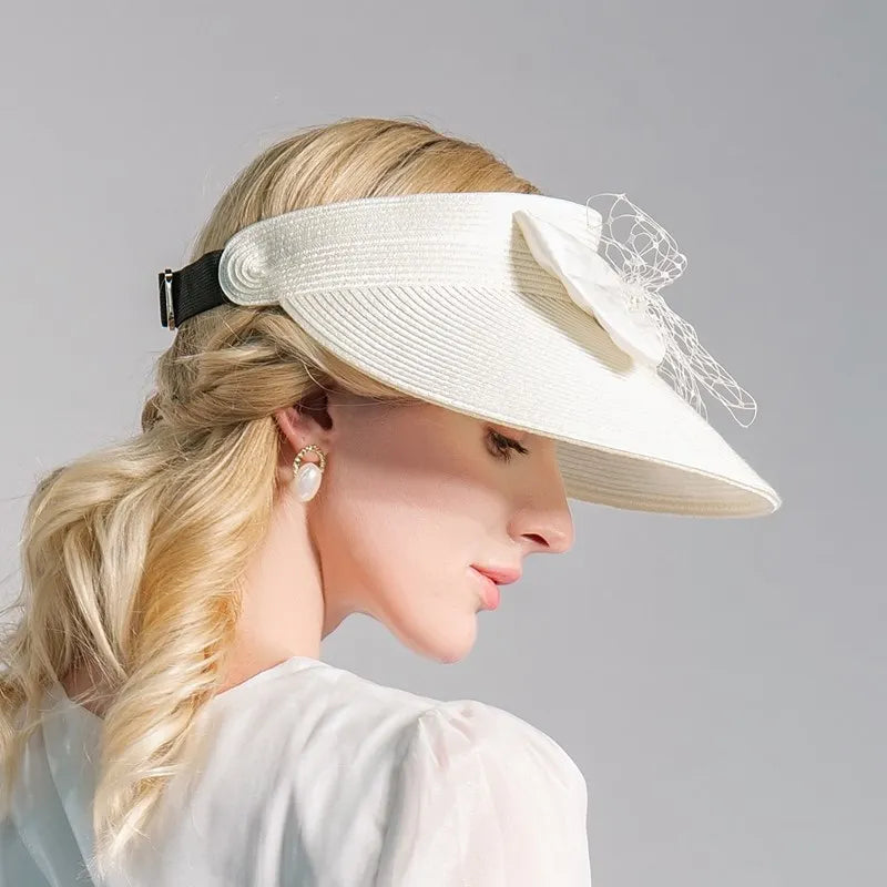 EE 7262 Summer New Leisure Simple Bow Mesh Sun Hat Hat Children's Summer Sunshade and Sunscreen