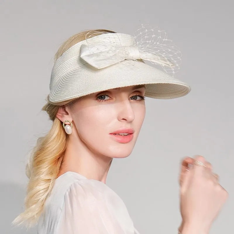 EE 7262 Summer New Leisure Simple Bow Mesh Sun Hat Hat Children's Summer Sunshade and Sunscreen