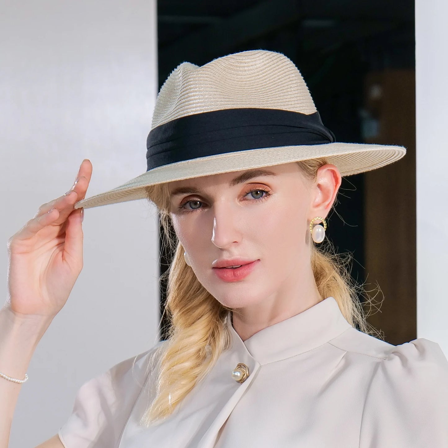 EE 7264 Summer/Stylish/ribbon/delicate/Adjustable/Packable/Sun Protection/Sunbonnet/Straw Hat/Polyester Hats