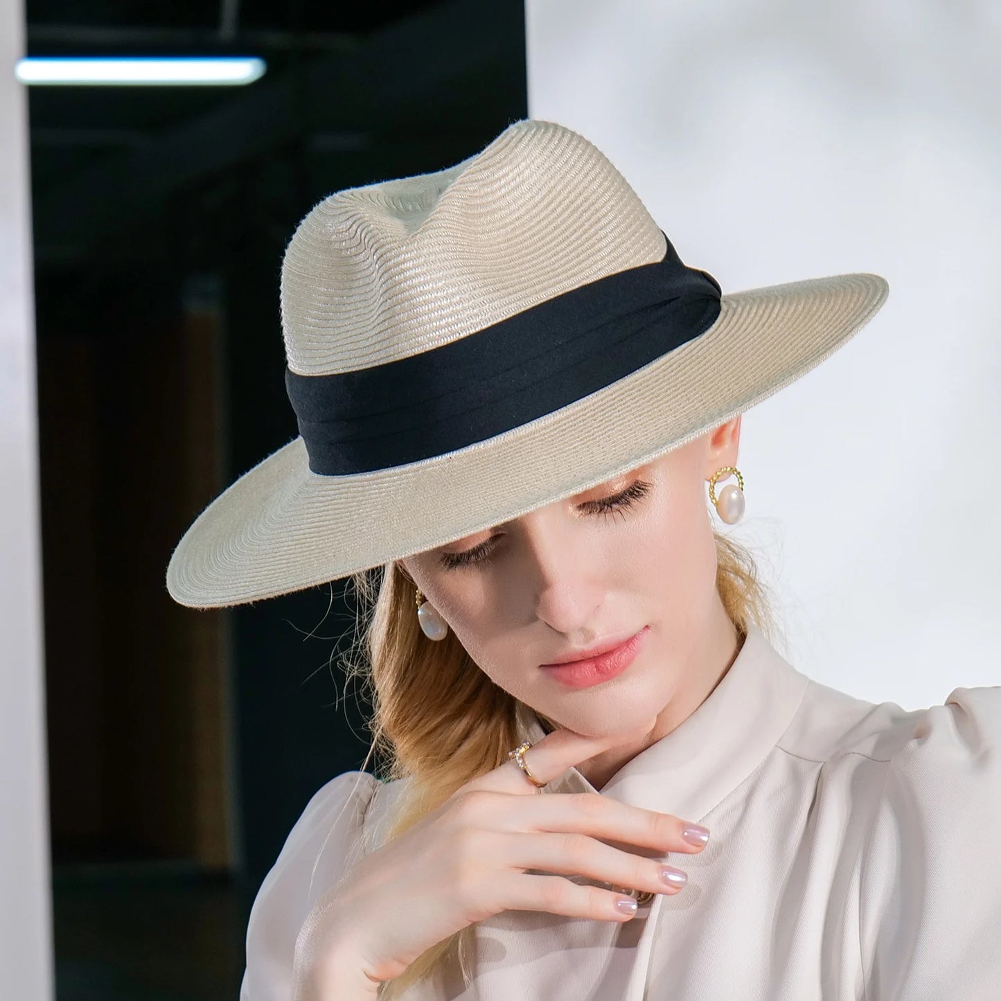 EE 7264 Summer/Stylish/ribbon/delicate/Adjustable/Packable/Sun Protection/Sunbonnet/Straw Hat/Polyester Hats