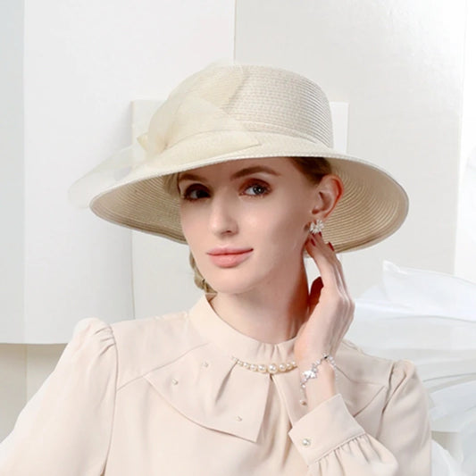 EE 7266  in the summer of 2023 the new large dome eaves outing is prevented bask in straw hat  gauze bowknot elegant hat