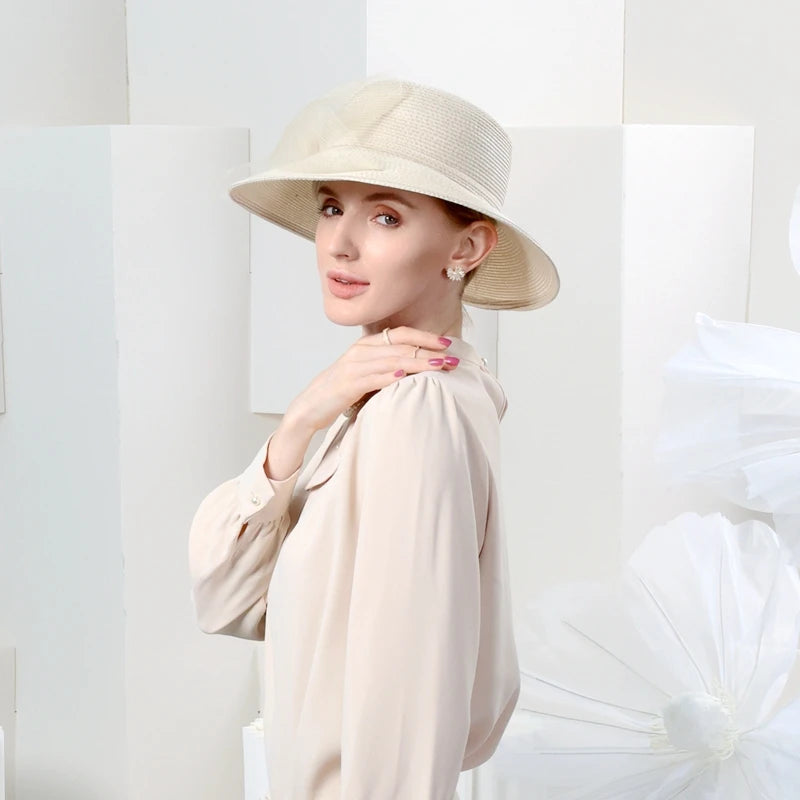 EE 7266  in the summer of 2023 the new large dome eaves outing is prevented bask in straw hat  gauze bowknot elegant hat