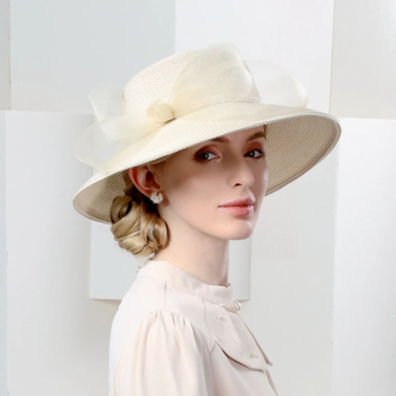 EE 7266  in the summer of 2023 the new large dome eaves outing is prevented bask in straw hat  gauze bowknot elegant hat
