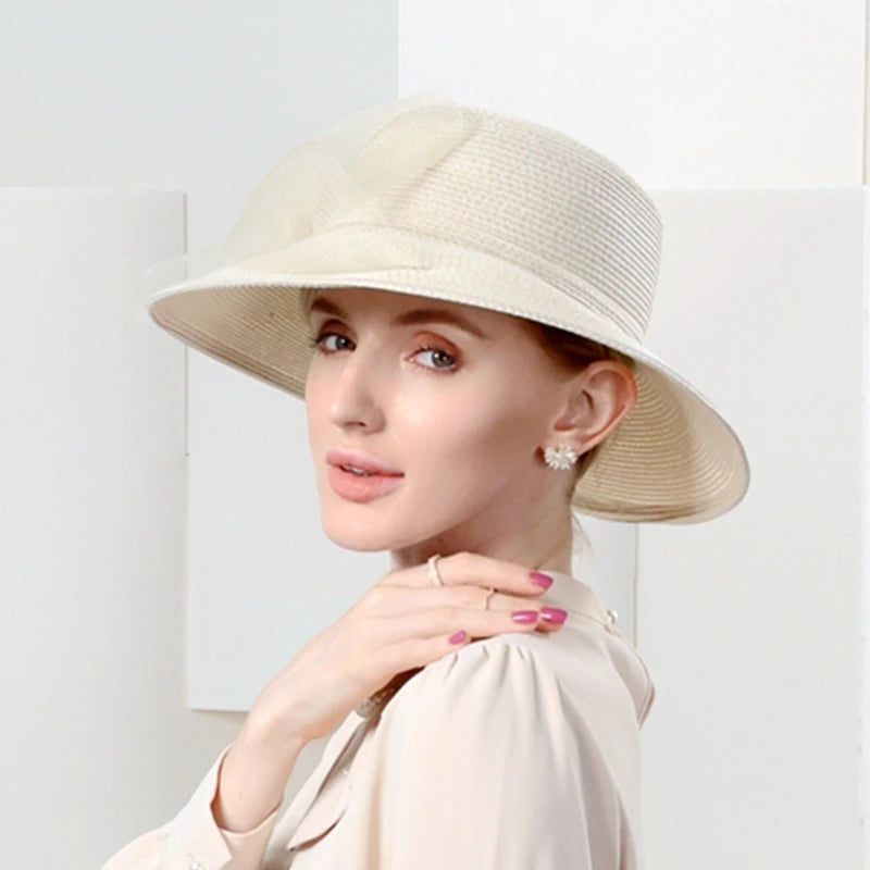 EE 7266  in the summer of 2023 the new large dome eaves outing is prevented bask in straw hat  gauze bowknot elegant hat