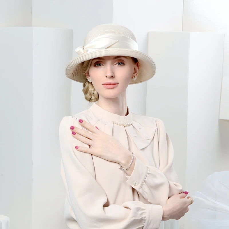 EE 7267 the new spring/summer 2023 contracted joker bowknot sun hat sunscreen beach hat