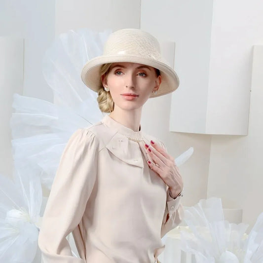 EE 7269 Spring/Summer New Mesh Decoration Beach Hat Casual Versatile Sunshade and Sunscreen Straw Hat