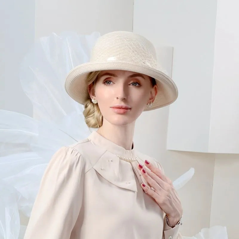 EE 7269 Spring/Summer New Mesh Decoration Beach Hat Casual Versatile Sunshade and Sunscreen Straw Hat
