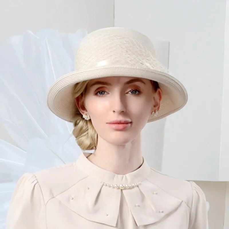 EE 7269 Spring/Summer New Mesh Decoration Beach Hat Casual Versatile Sunshade and Sunscreen Straw Hat