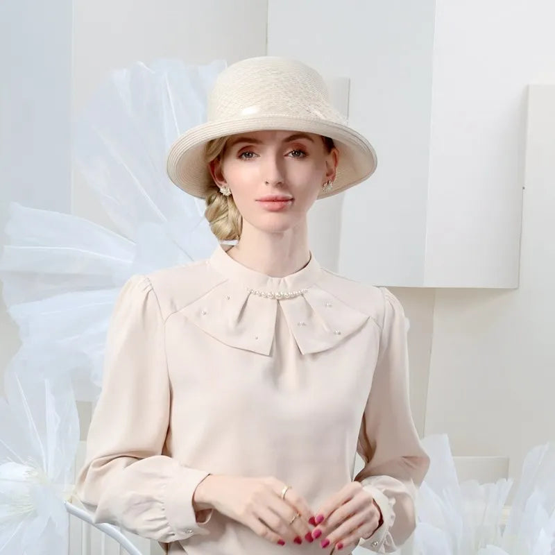 EE 7269 Spring/Summer New Mesh Decoration Beach Hat Casual Versatile Sunshade and Sunscreen Straw Hat