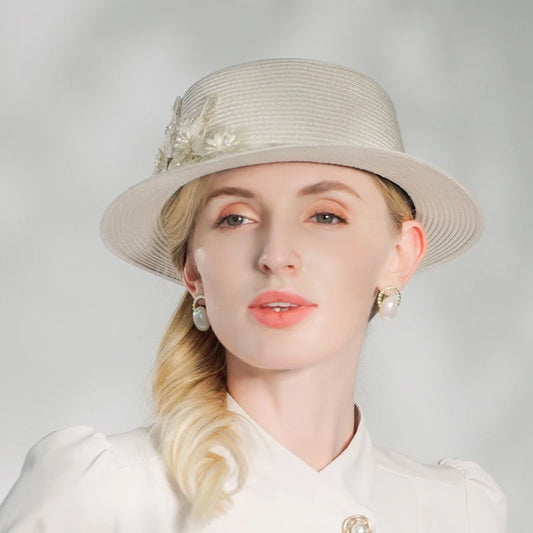 EE 7275 Hats with Floral Casual Straw Hat
