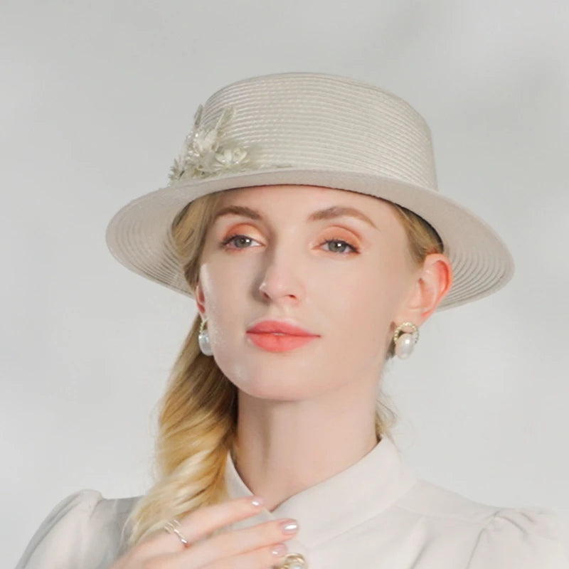 EE 7275 Hats with Floral Casual Straw Hat