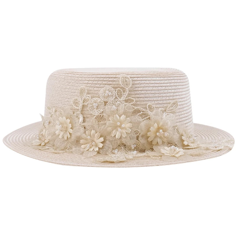 EE 7275 Hats with Floral Casual Straw Hat